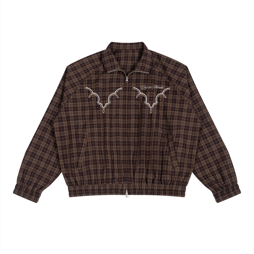 Plaid Full-Zip Track Jacket