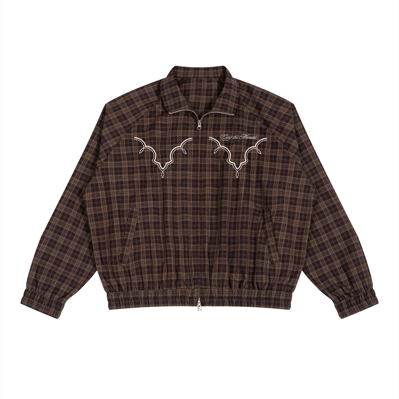 Plaid Full-Zip Track Jacket