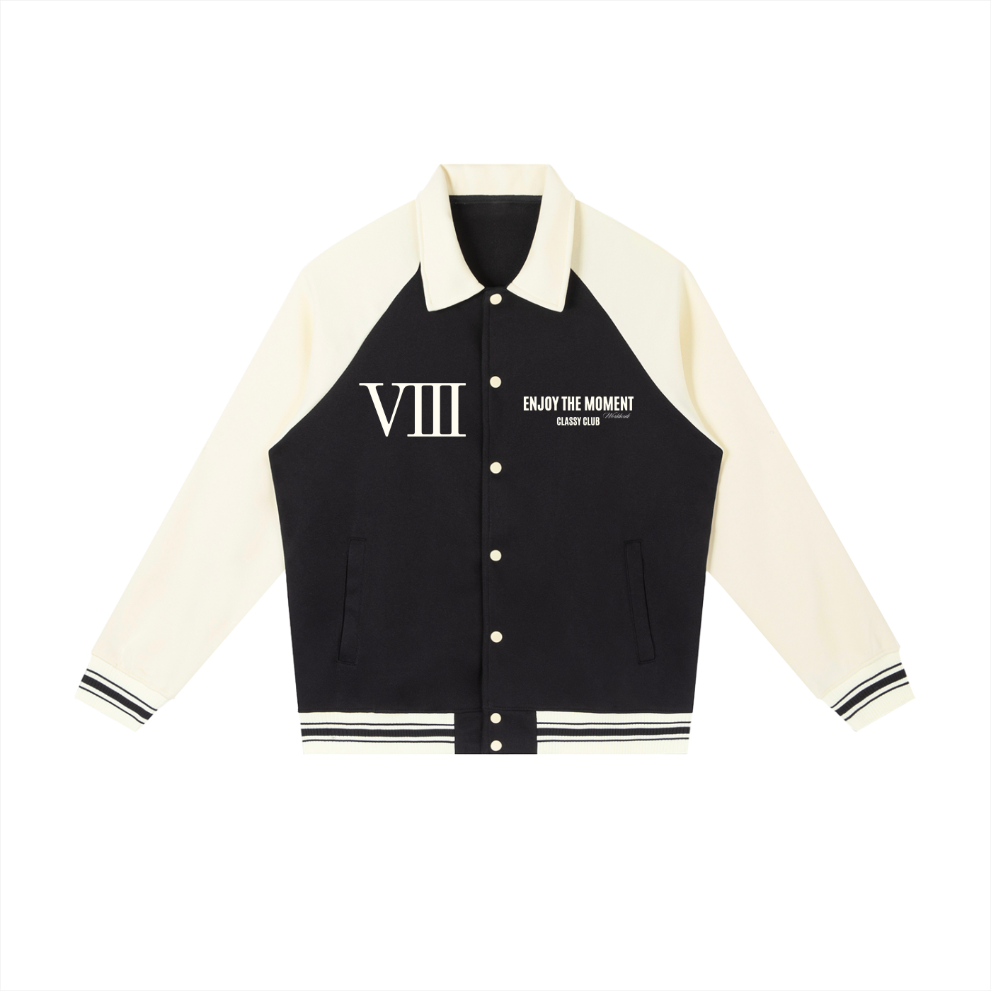 Contrast Raglan Sleeve Baseball Jacket