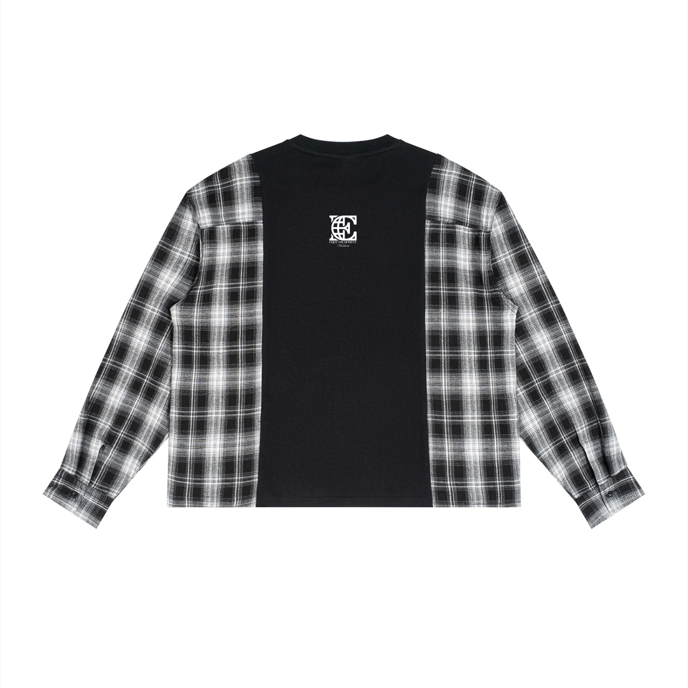 Tshirt Plaid Panel Long Sleeve