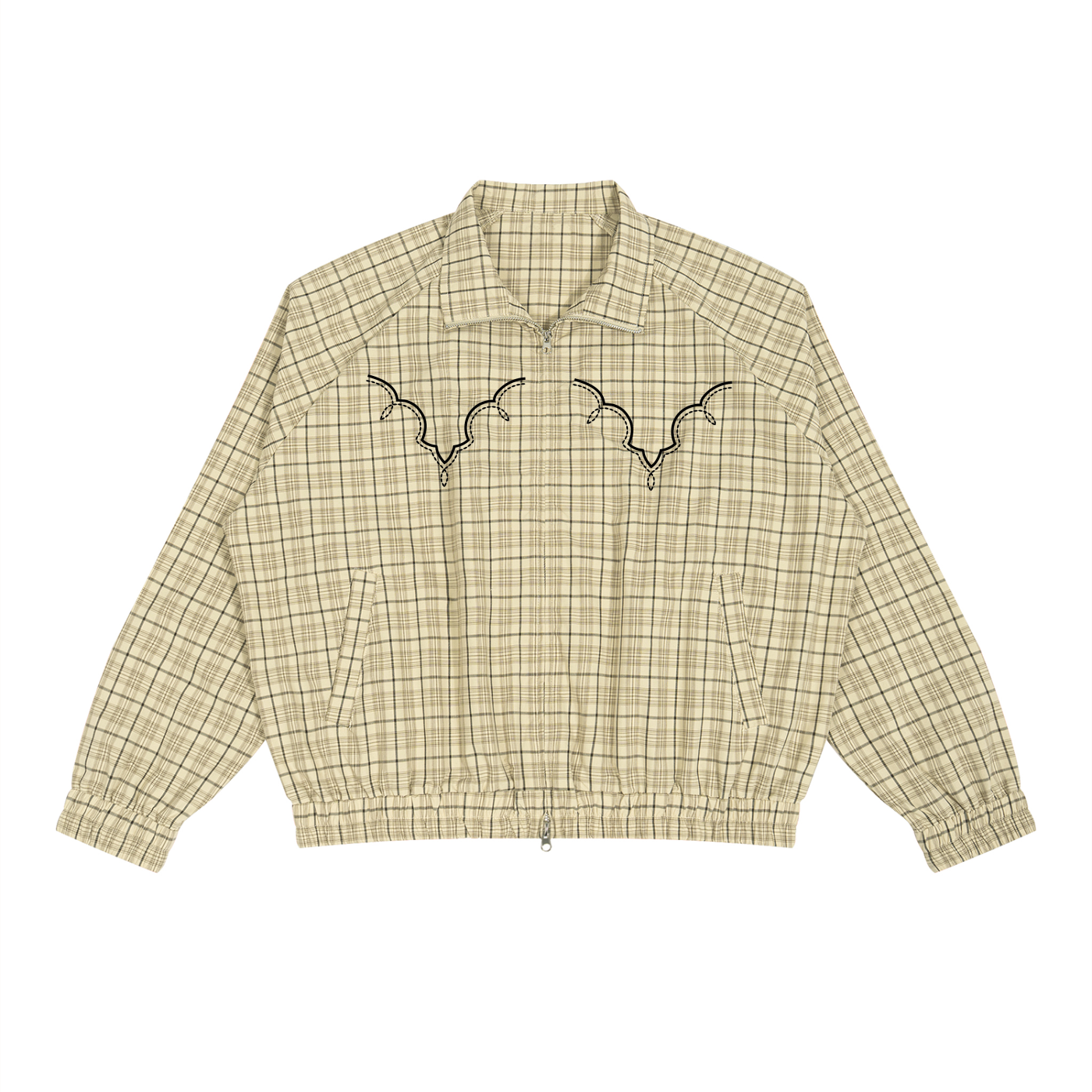 Plaid Full-Zip Track Jacket