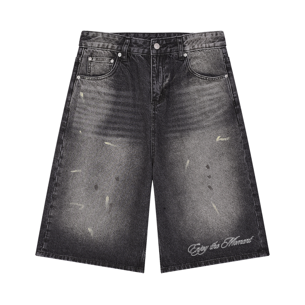 DenimVintage Wash Wide Leg Shorts ( The Plaza Sun Bleached, Lounge Shorts)