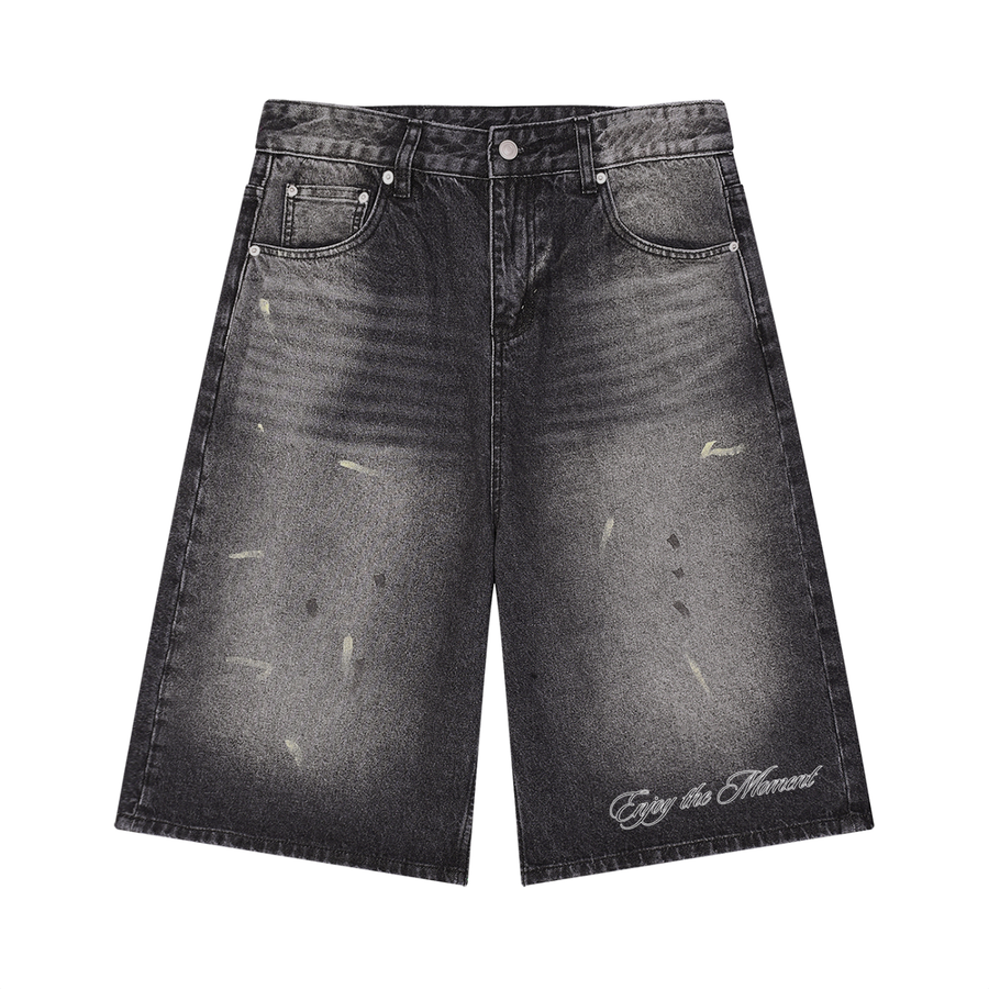 DenimVintage Wash Wide Leg Shorts ( The Plaza Sun Bleached, Lounge Shorts)