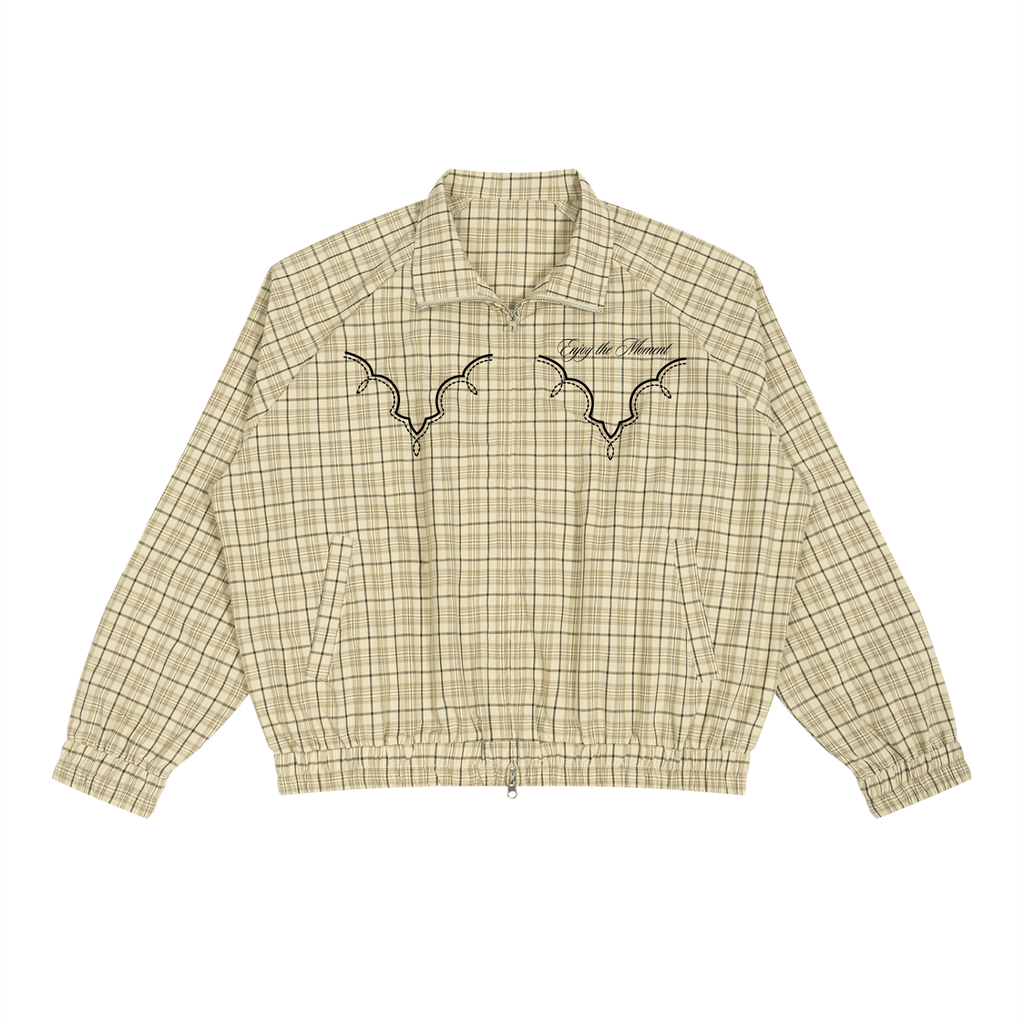 Plaid Full-Zip Track Jacket