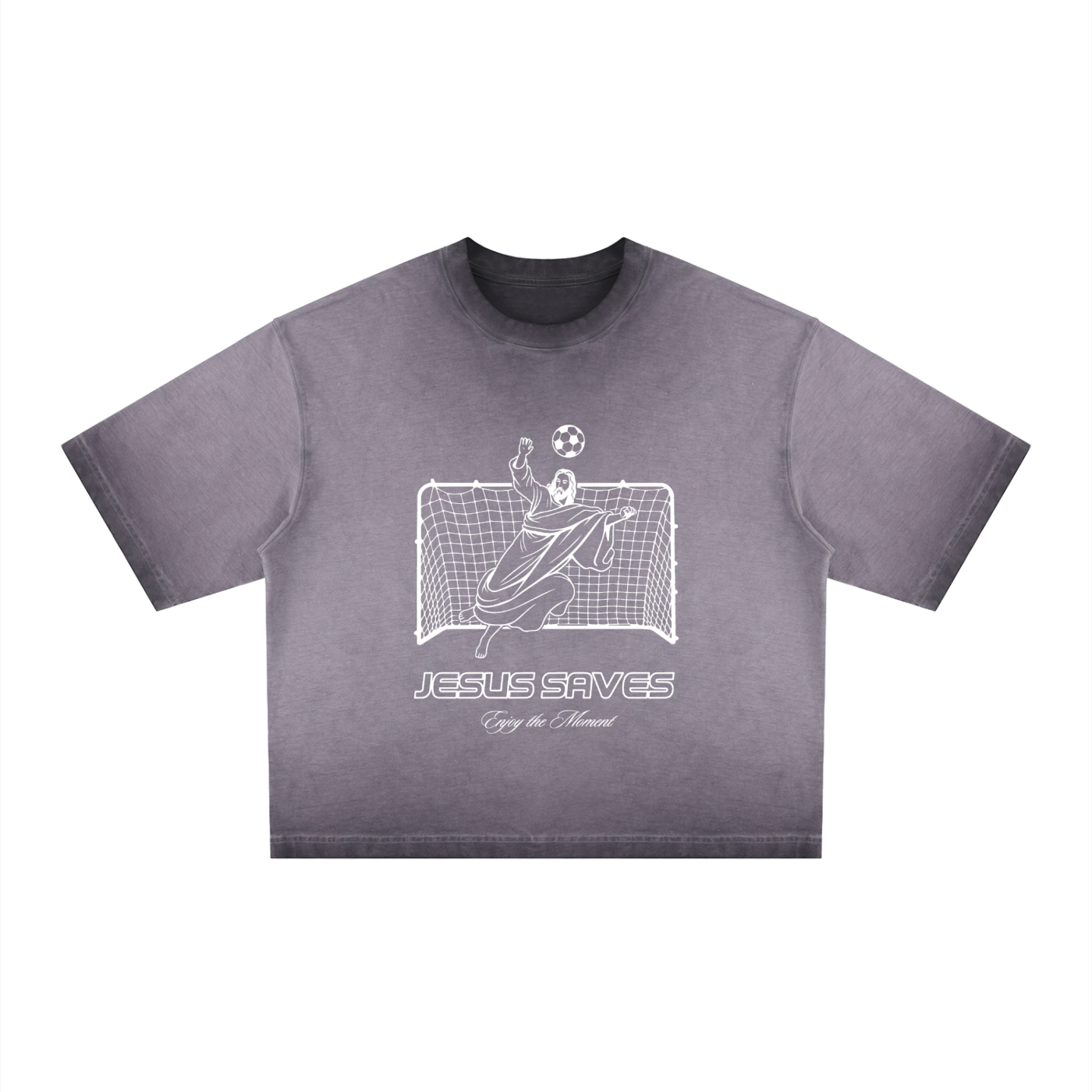Tshirt Reverse Dyed Boxy Cropped Jesus Saves