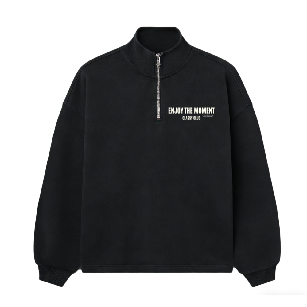 Stand-Up Collar Half-Zip Panelled Sweatshirt