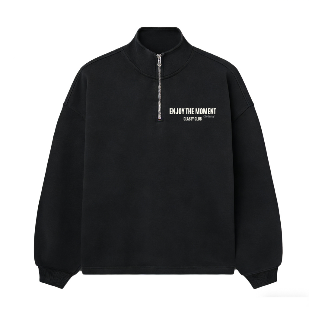 Stand-Up Collar Half-Zip Panelled Sweatshirt