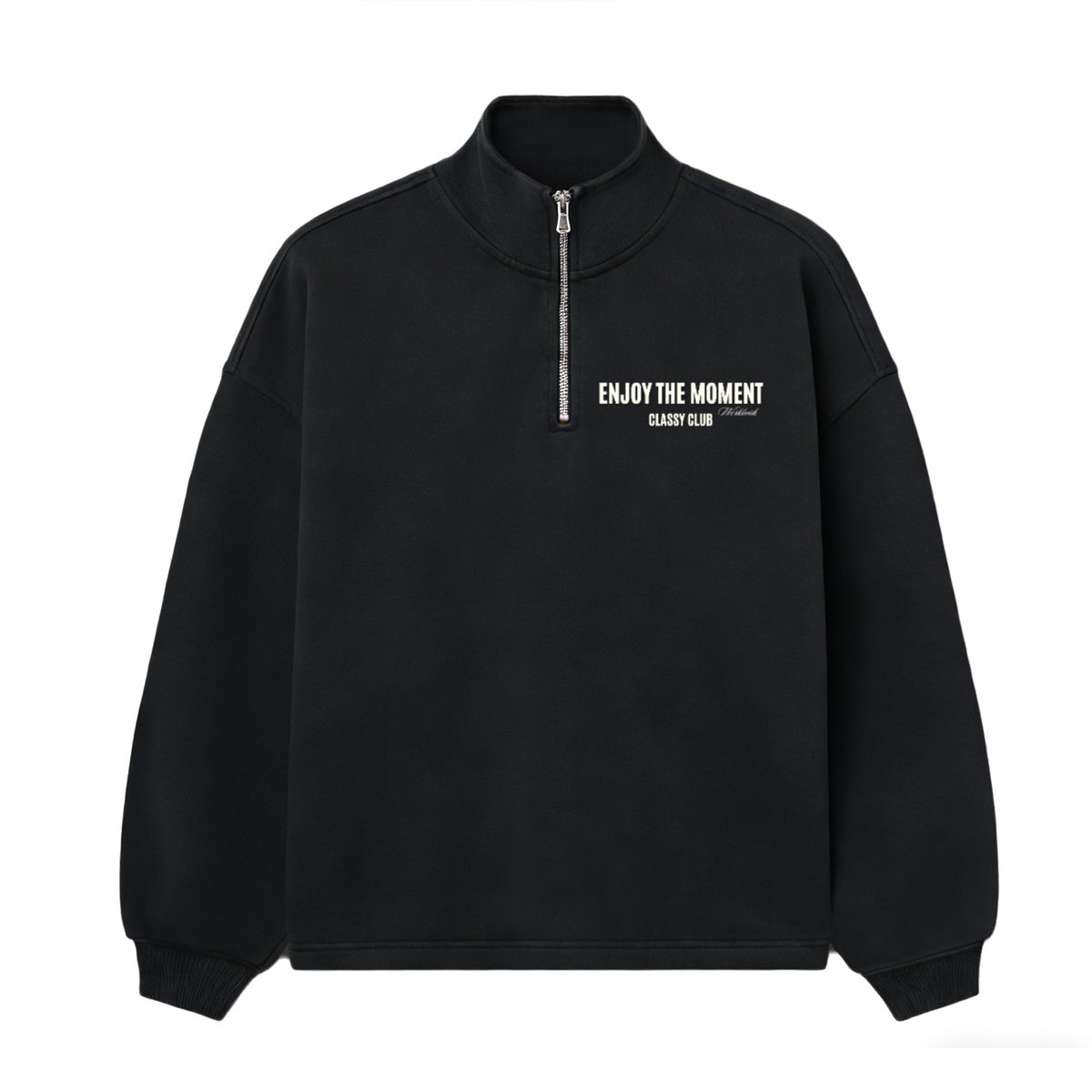 Stand-Up Collar Half-Zip Panelled Sweatshirt