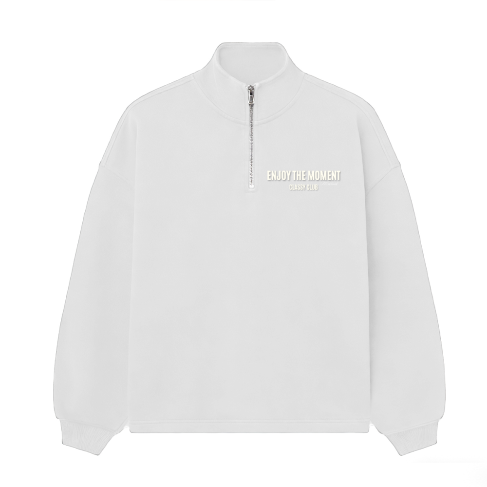 Stand-Up Collar Half-Zip Panelled Sweatshirt