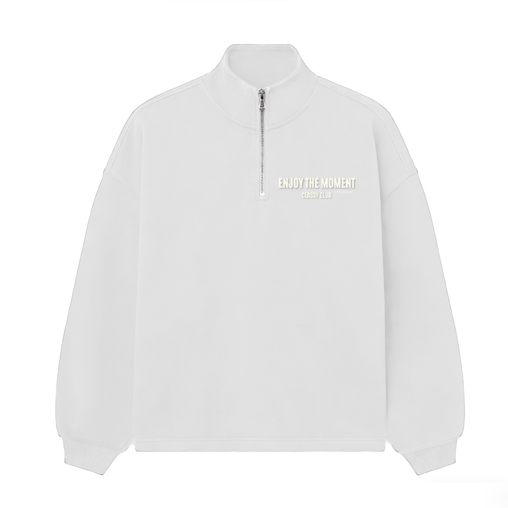 Stand-Up Collar Half-Zip Panelled Sweatshirt