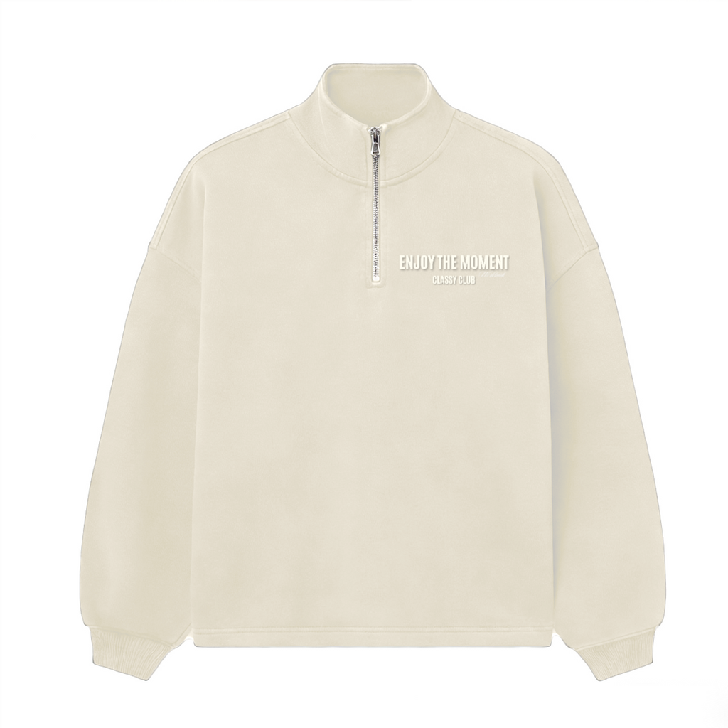 Stand-Up Collar Half-Zip Panelled Sweatshirt