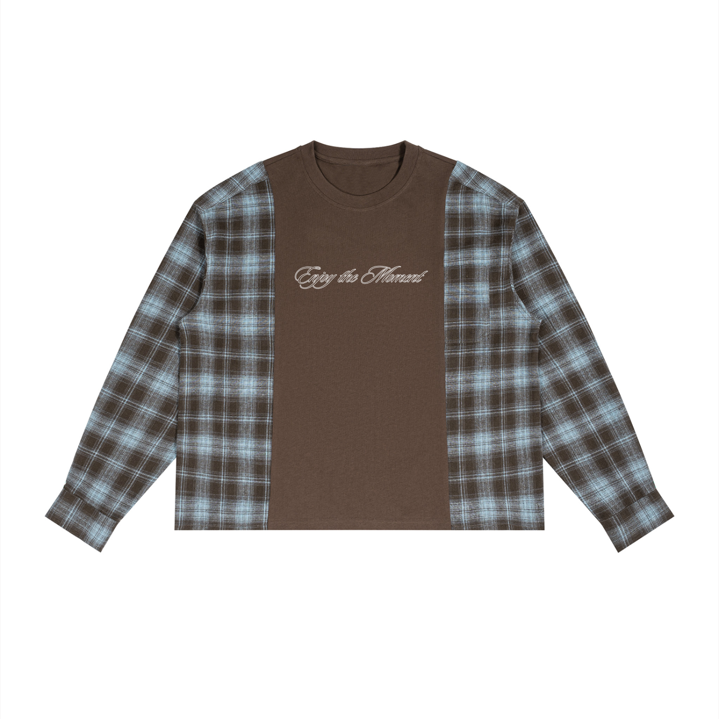 Tshirt Plaid Panel Long Sleeve