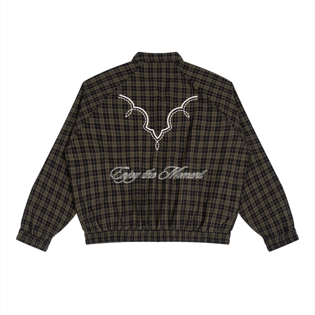 Plaid Full-Zip Track Jacket