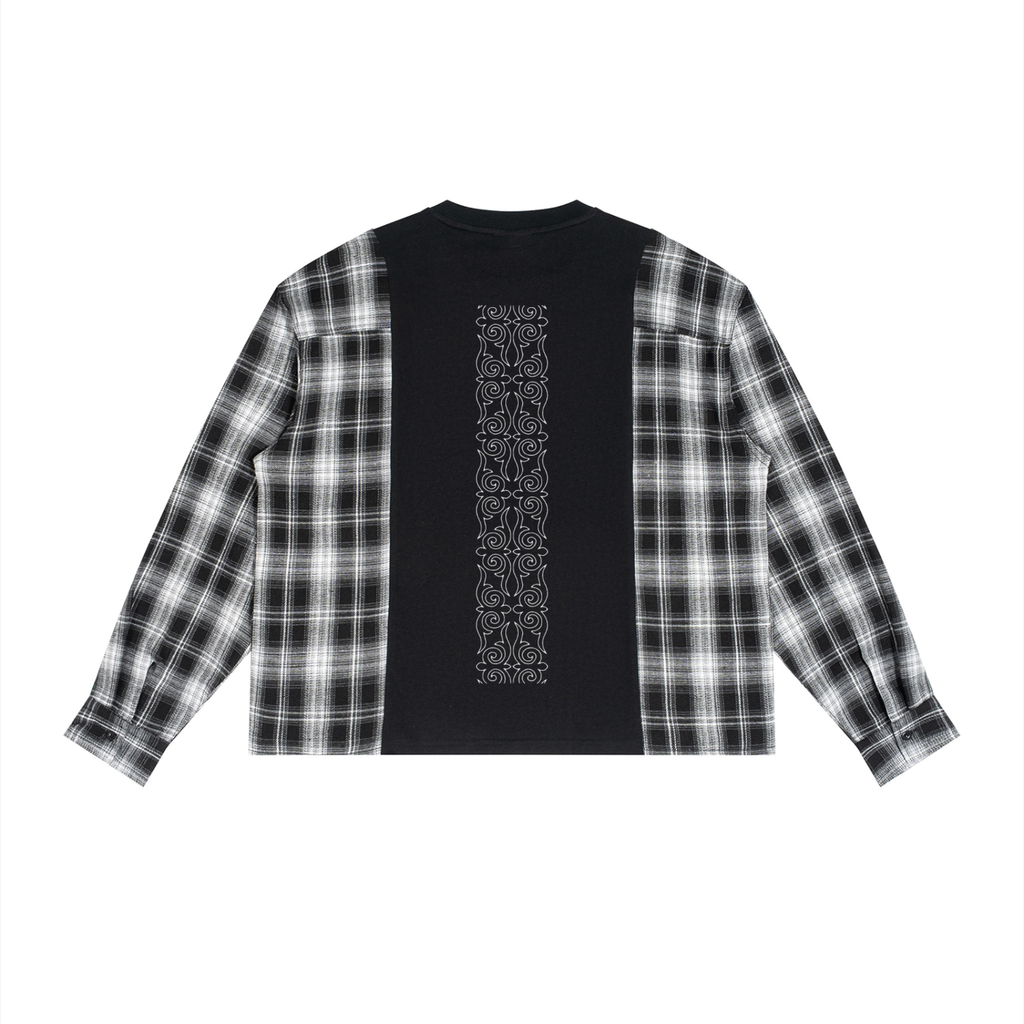 Tshirt Plaid Panel Long Sleeve