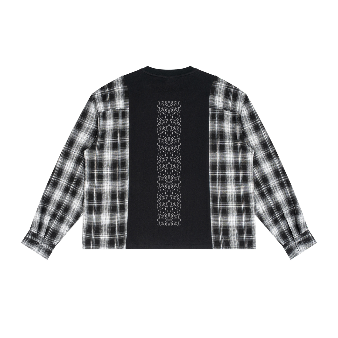 Tshirt Plaid Panel Long Sleeve