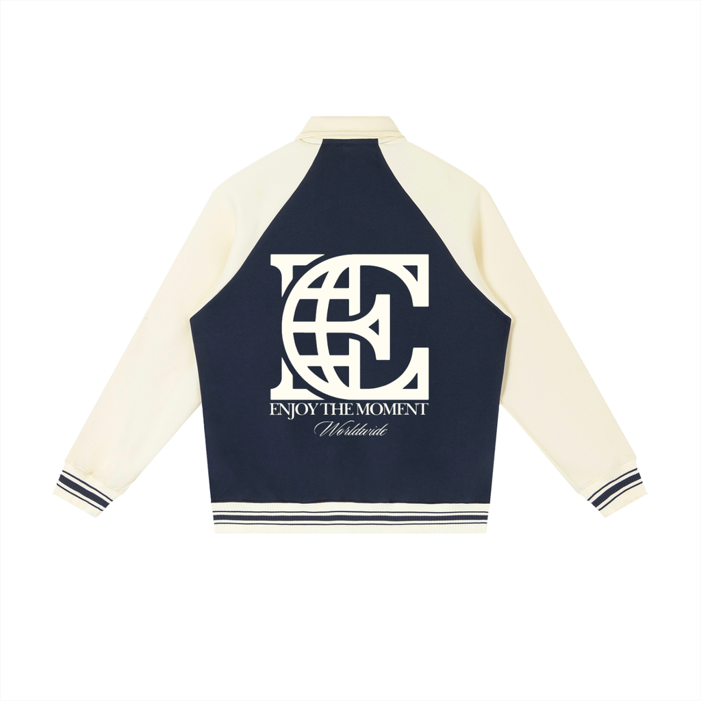 Contrast Raglan Sleeve Baseball Jacket
