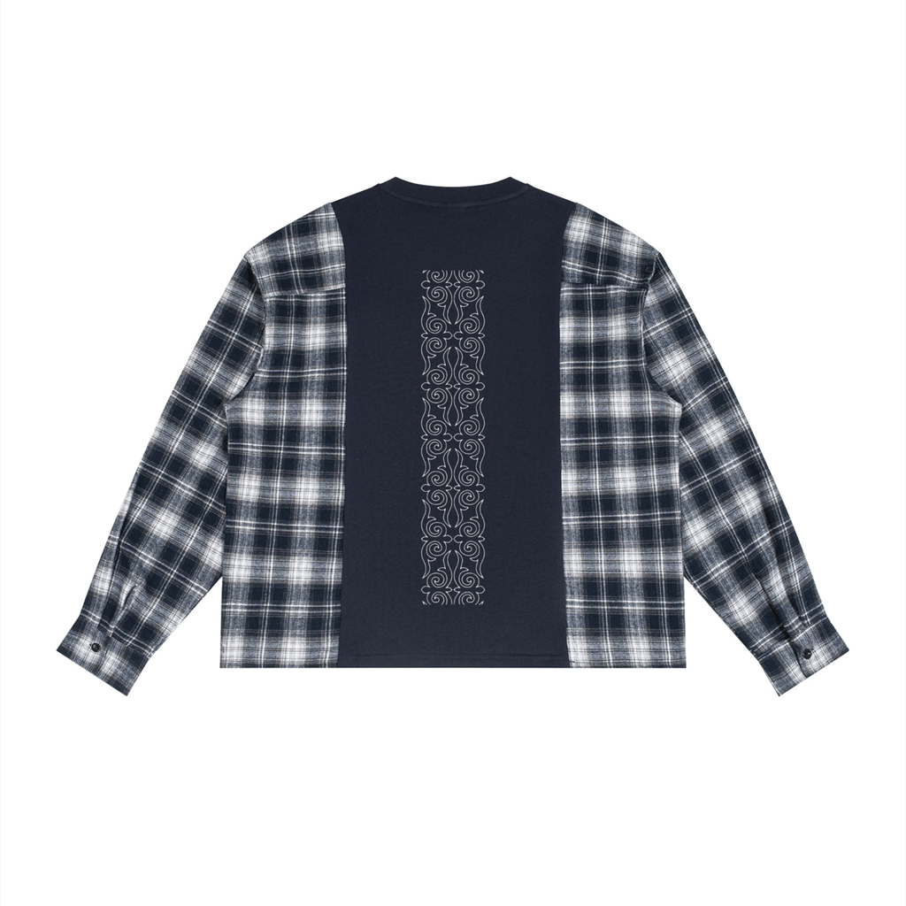 Tshirt Plaid Panel Long Sleeve