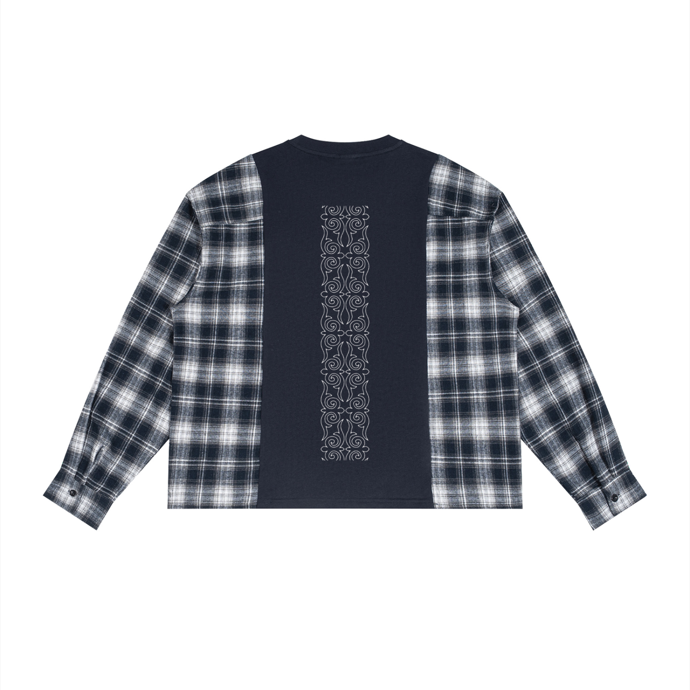 Tshirt Plaid Panel Long Sleeve