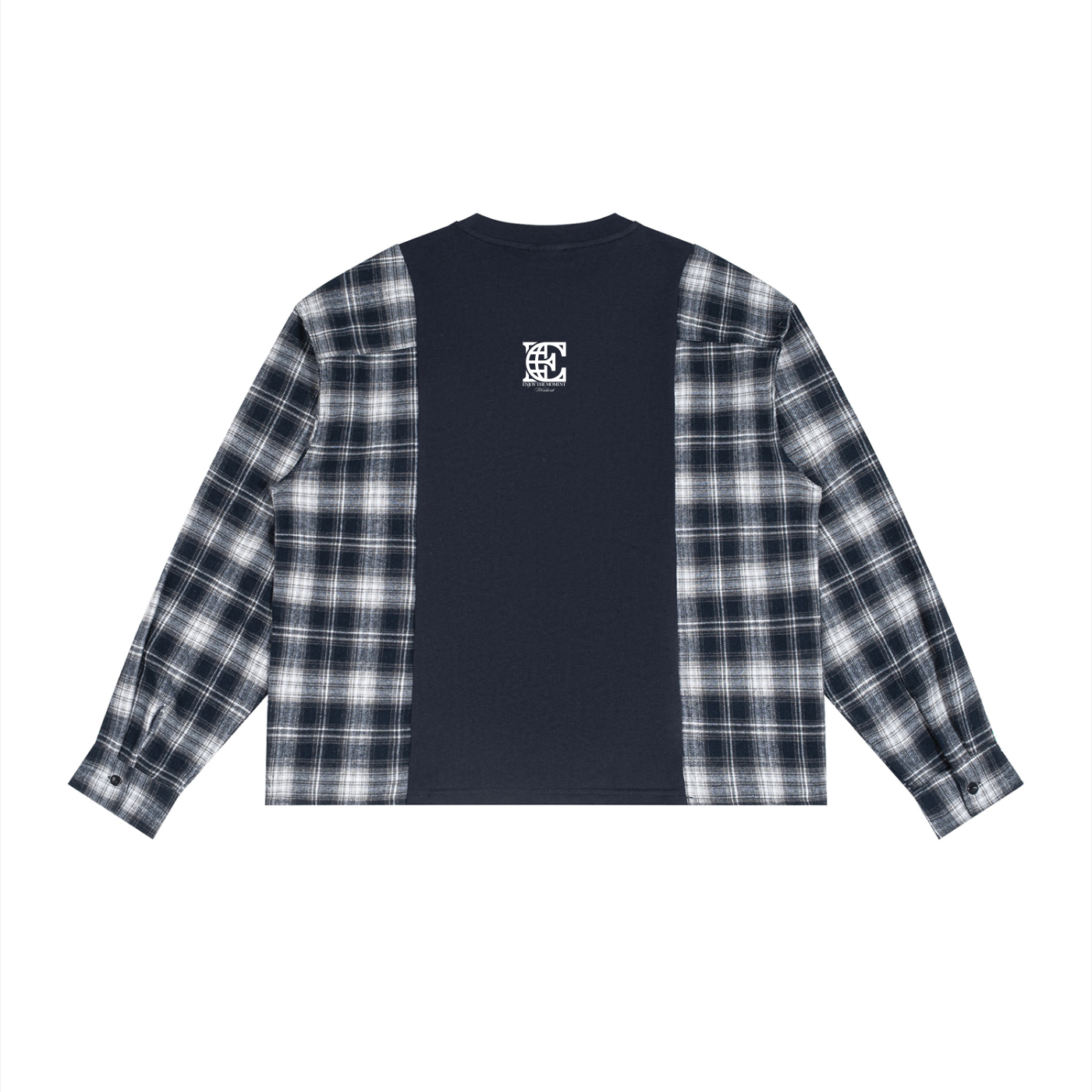 Tshirt Plaid Panel Long Sleeve
