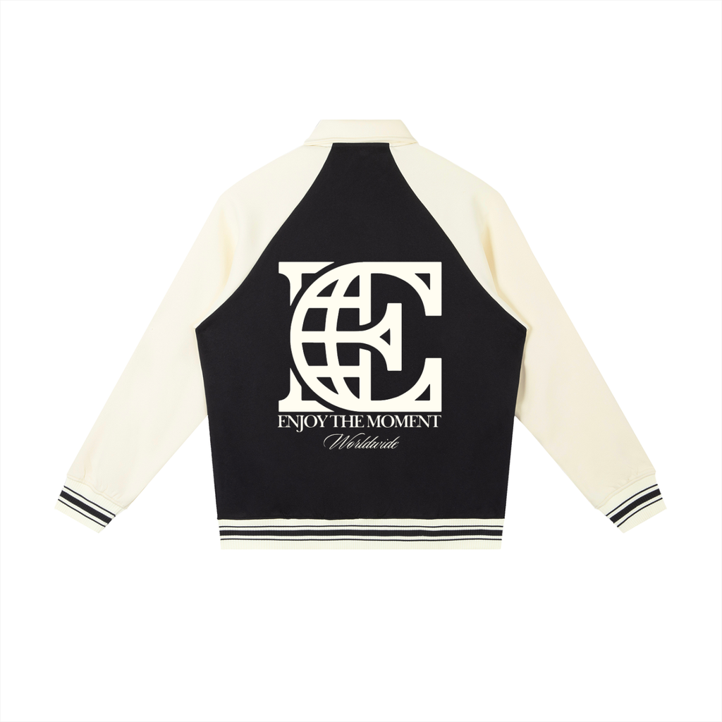 Contrast Raglan Sleeve Baseball Jacket