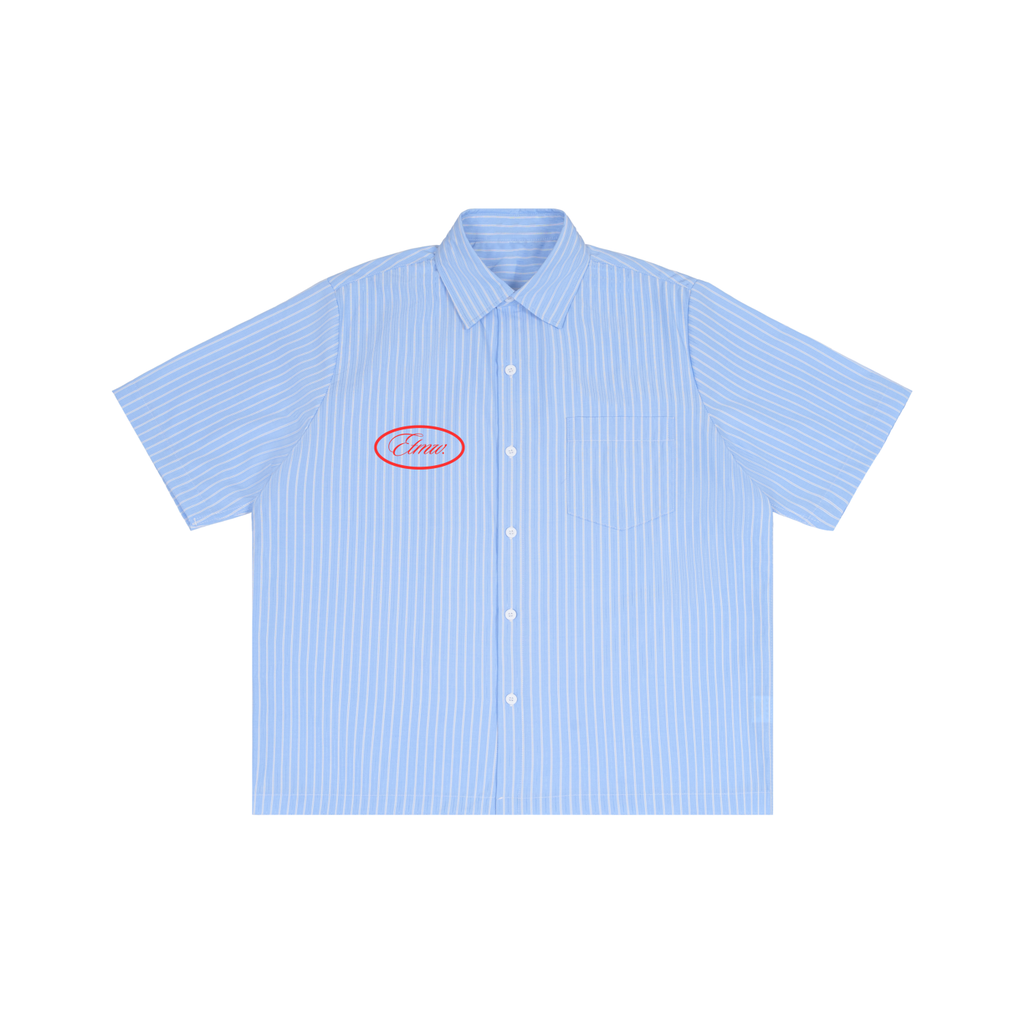 Collar Shirt Striped Boxy Short Sleeve