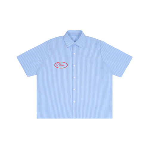 Collar Shirt Striped Boxy Short Sleeve