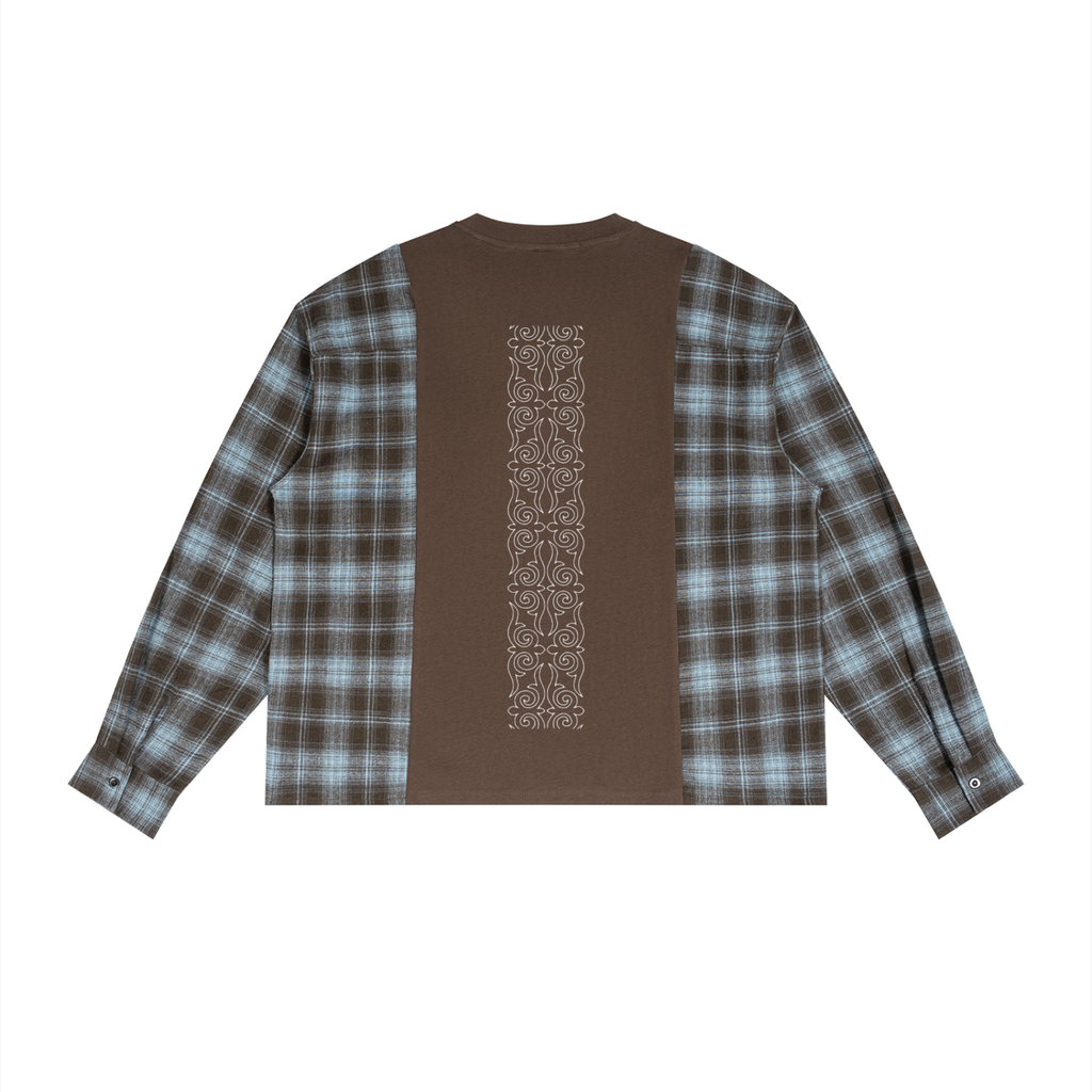 Tshirt Plaid Panel Long Sleeve