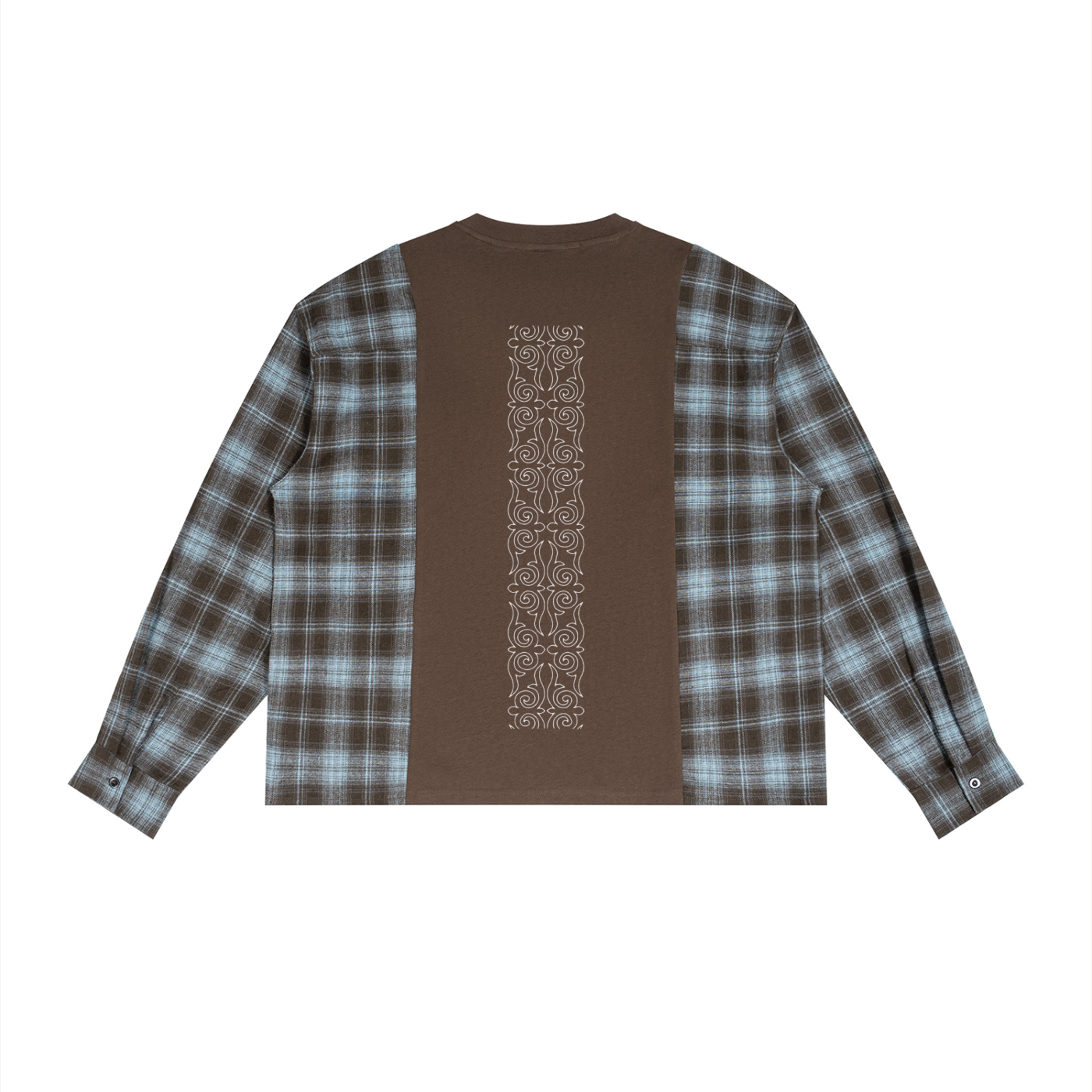 Tshirt Plaid Panel Long Sleeve
