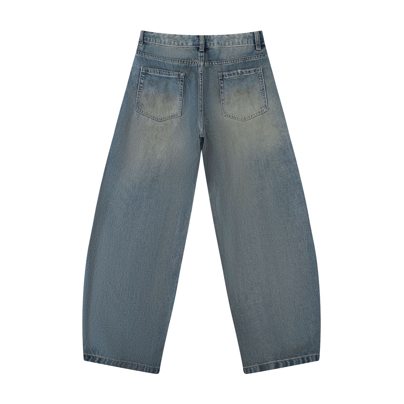 Denim Distressed Barrel Jeans