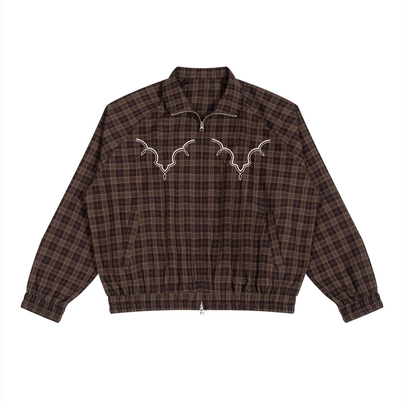 Plaid Full-Zip Track Jacket