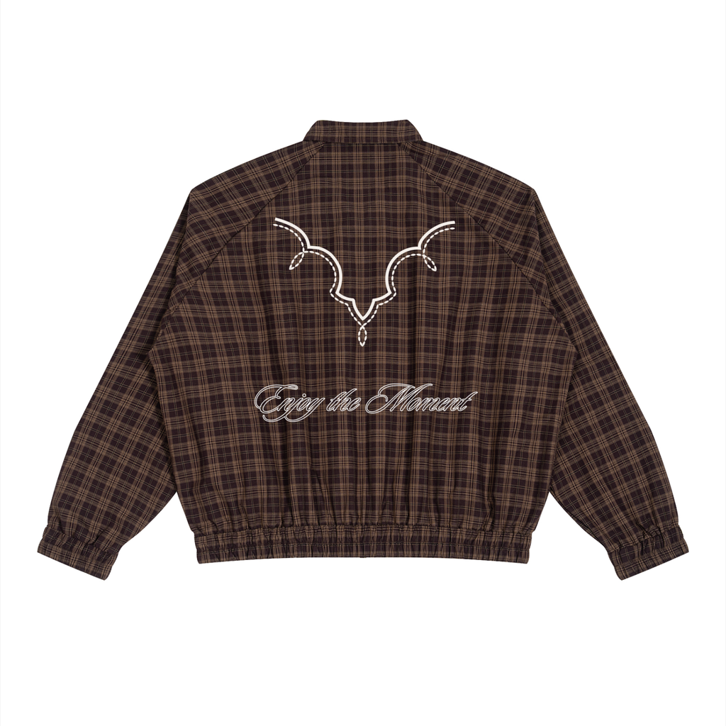 Plaid Full-Zip Track Jacket