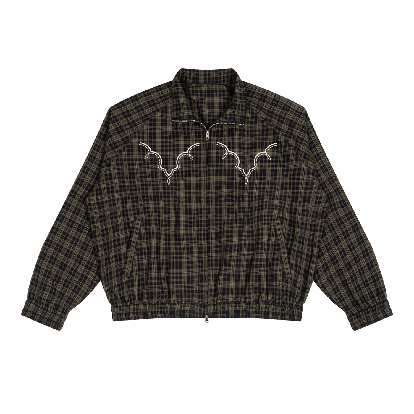 Plaid Full-Zip Track Jacket