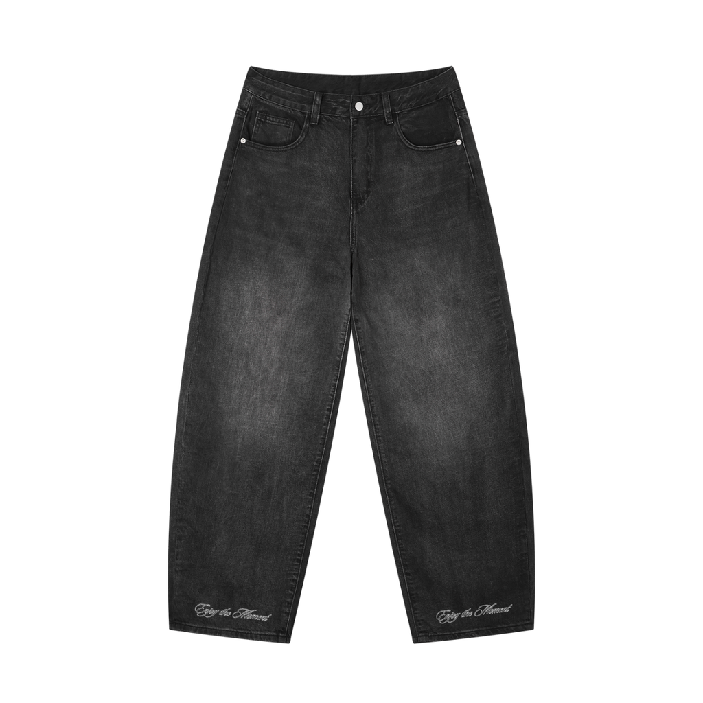 Denim Black Sunfade Barrel Jeans