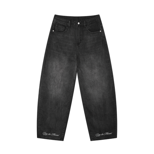 Denim Black Sunfade Barrel Jeans